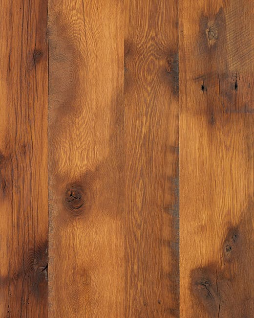 Reclaimed wide plank oak flooring.
