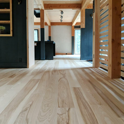 Ash Plank Flooring - Blue Walls Open Hallway