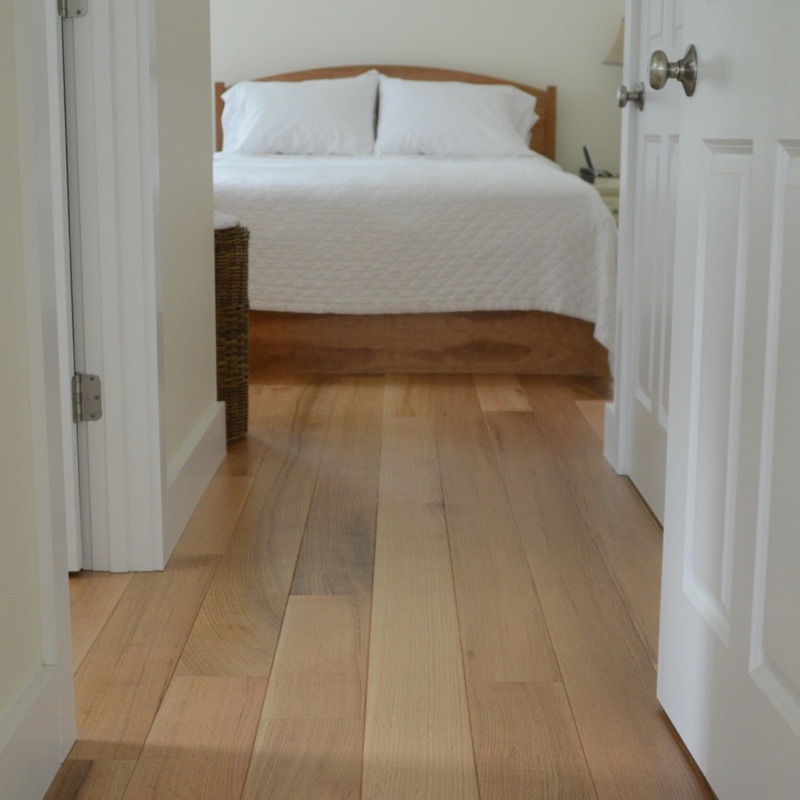 rustic red oak plank flooring - upstairs hall