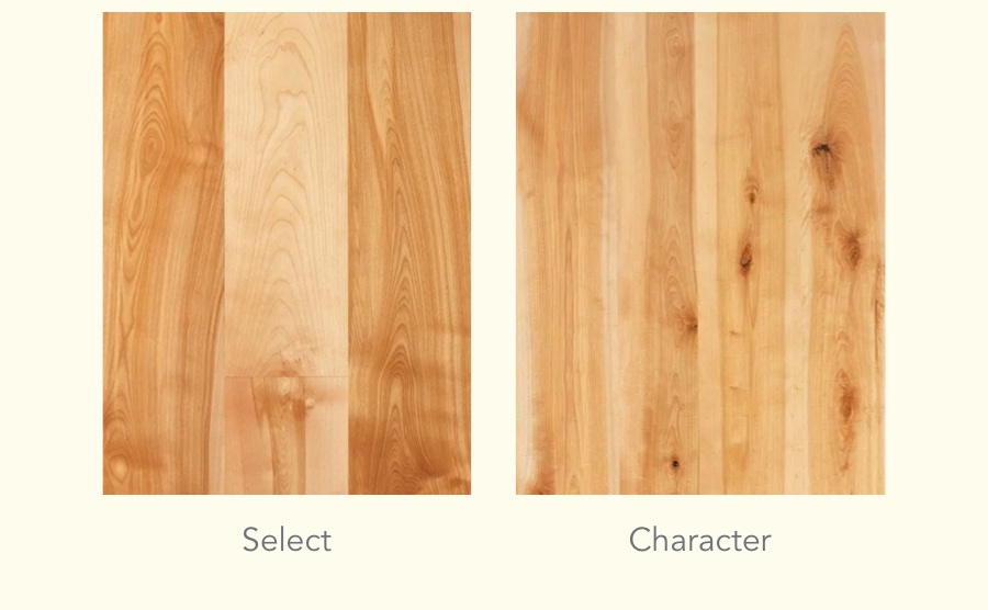 select and character grade birch plank flooring