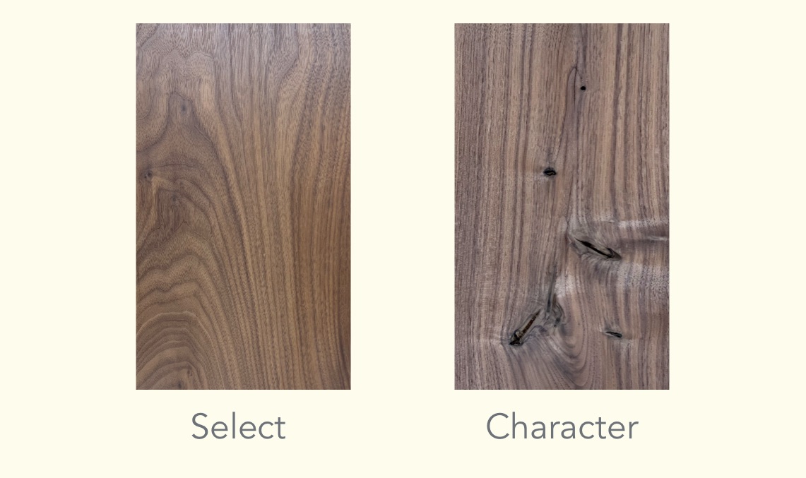 select and character grade walnut plank flooring