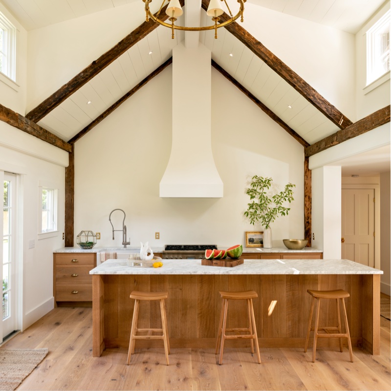 oak hardwood flooring - kitchen vaulted timber ceiling