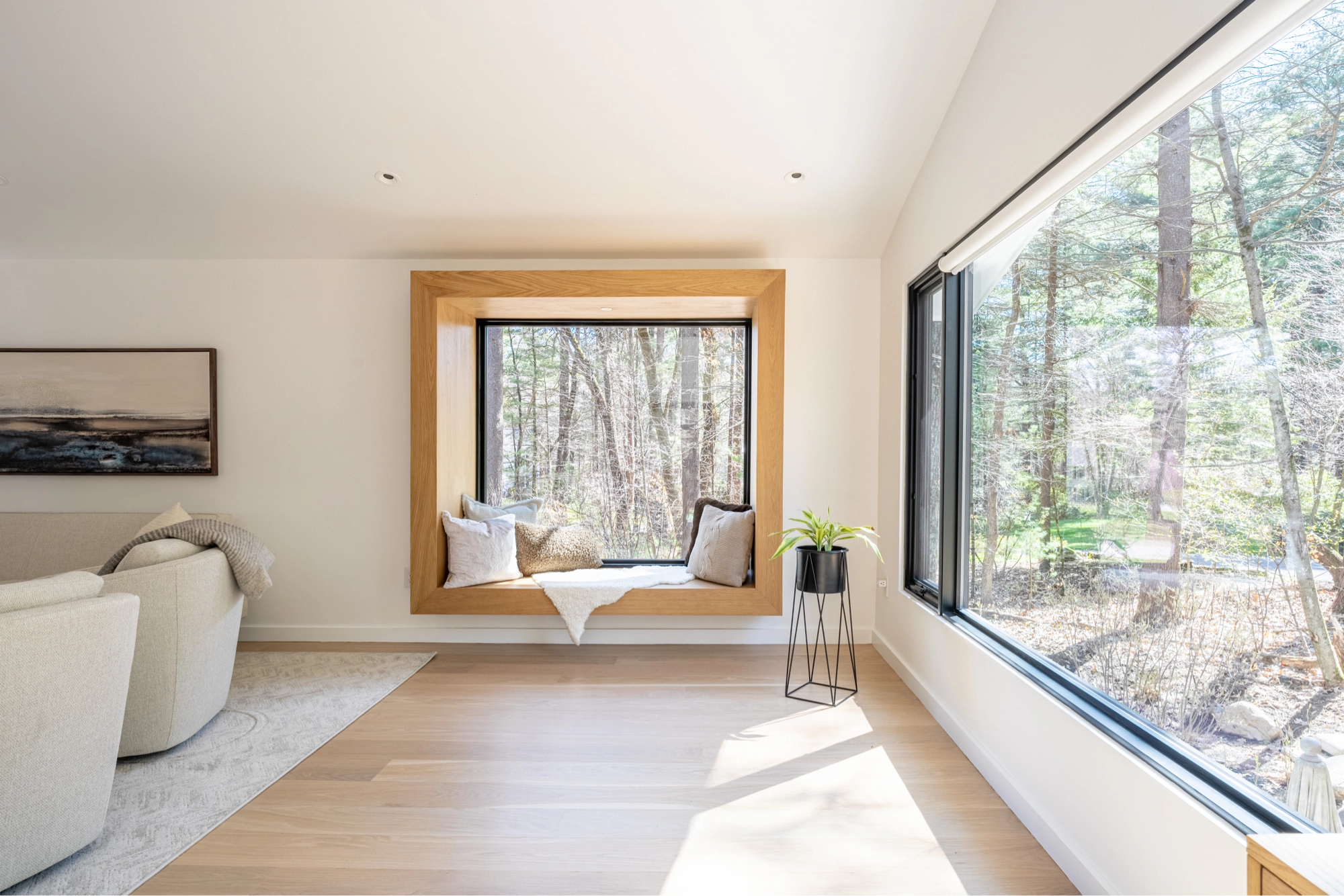 select white oak - modern ranch house - window seat reading nook