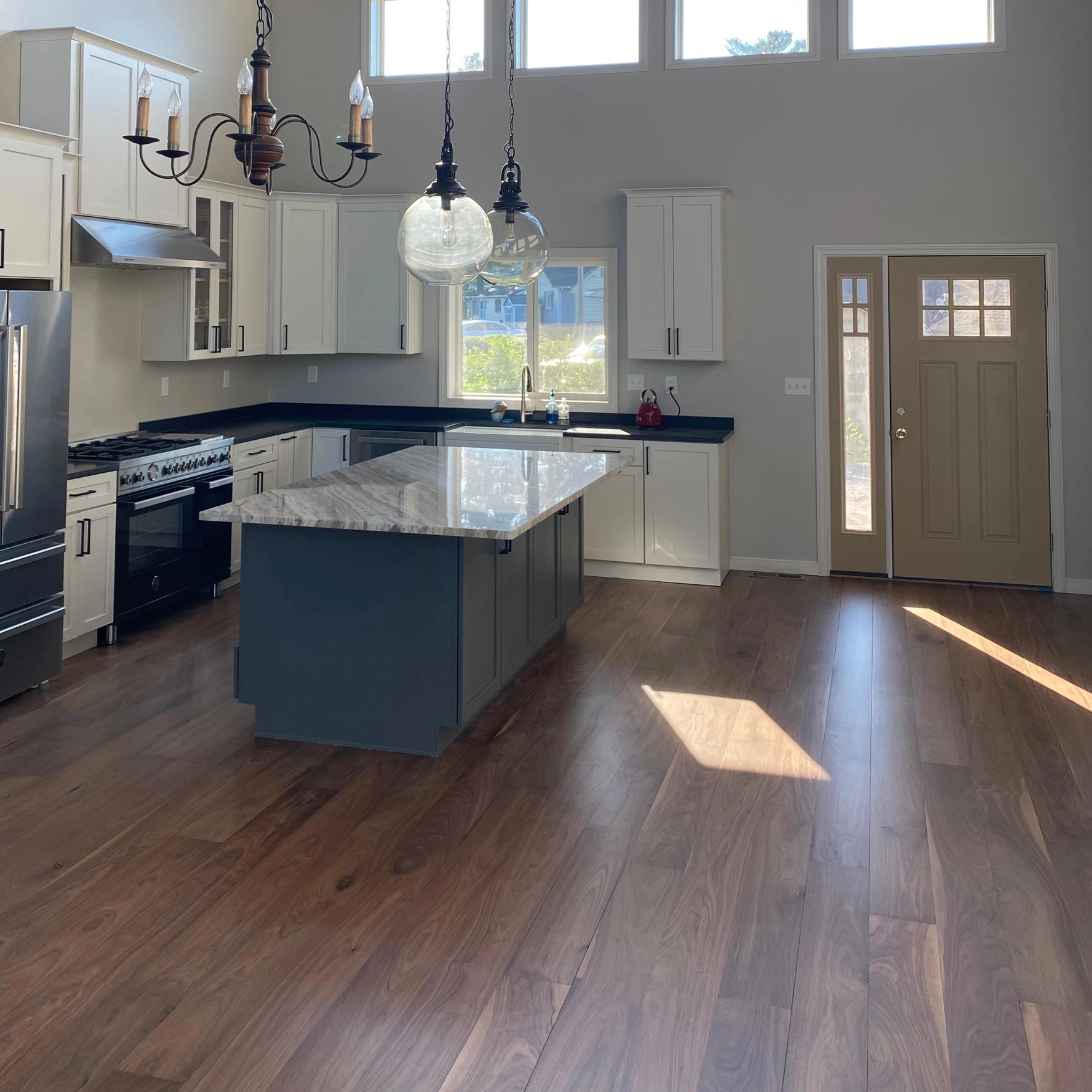 select walnut flooring - open kitchen