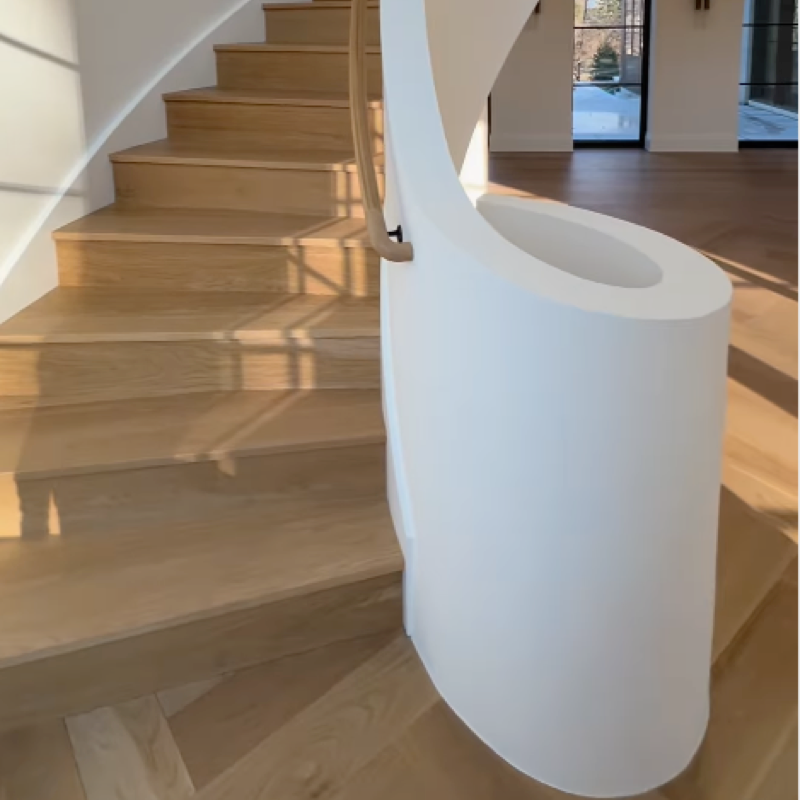 white oak herringbone custom stair
