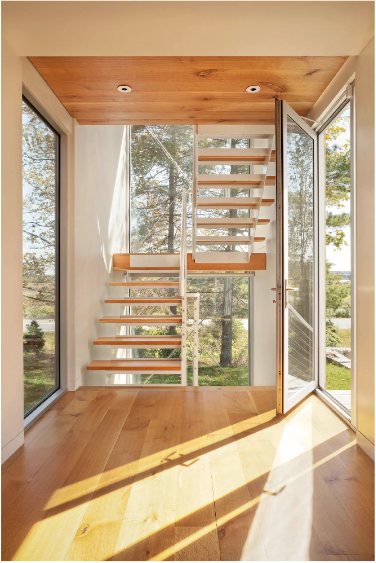 rift and quarter sawn white oak light filled entry