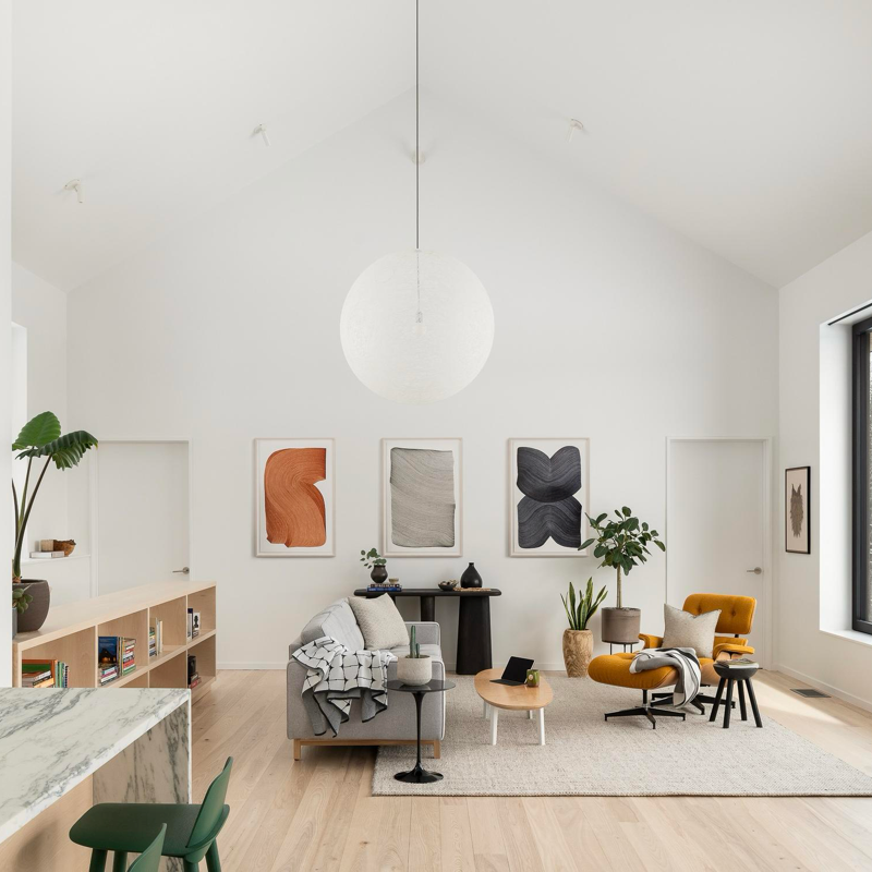 Ash Hardwood Flooring - Bright Living Room