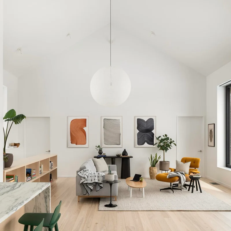 Ash Hardwood Flooring - Bright Living Room